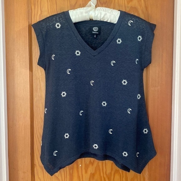 Bobeau Navy with Cream Stitching Celestial Top size small - Picture 1 of 7
